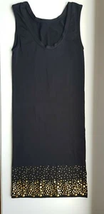 WOLFORD BLACK bodycon gold RIVET mini DRESS sleeveless summer party size XS / S - Picture 1 of 11