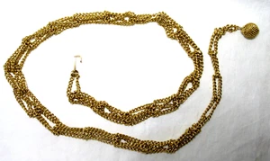 Vintage goldfarbene Kette filagran Kugel Gürtel Disco Retro Funky Statement / Halskette - Bild 1 von 5