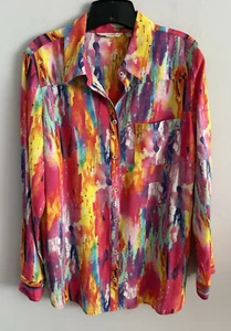 Weiche Umrandung lebendig bunte Tunika Bluse bestickt hinten Gr. M - Bild 1 von 5