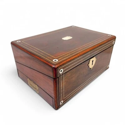 Large rosewood Victorian writing box desk mother of pearl, secret hidden drawers - Image 1 of 4