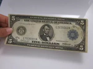 1914 Large $5 Blue Seal FRN San Francisco #L3876002A - Picture 1 of 10