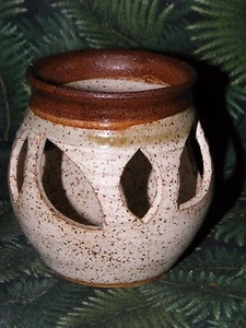 Fay Krapff Handmade Pottery Tealight Candle Holder 1970-80's signed Frieden Dorf - Imagen 1 de 7