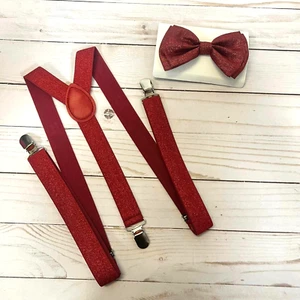 Juego de Navidad de Navidad para adultos con corbata y suspendedor conjunto combo ajustable rojo brillante - Imagen 1 de 6