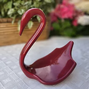 Vintage Swan Towel Holder, Burgundy Maroon Ceramic Bathroom Decor - Picture 1 of 6