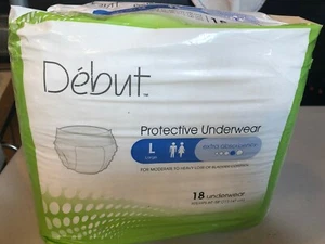Debut Protective Underwear Extra Absorption unisex Size 44"-58" Large 36pc #2262 - Picture 1 of 2