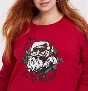 NWT Torrid Realest Red Fleece Santa Claus Christmas Holiday Sweatshirt 1X 14 16 - Picture 1 of 10