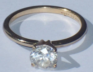 Solitaire 14kt Filled Gold Engagement Ring Round Cut Cubic Zirconia  Diamond - Picture 1 of 2