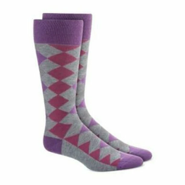 Alfani Men's Diamond Striped Argyle Socks Purple/Gray Size 10-13 - Image 1 of 1
