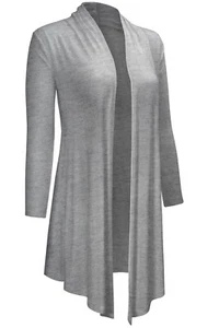 Women's Draped Open Front Casual Long Sleeve Lightweight Office Work Cardigan Sw - Picture 1 of 91