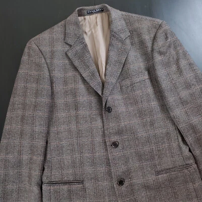 Abrigo Blazer Deportivo Hugo Boss 40L Einstein 3 Botones Lana Virgen Marrón a Cuadros Foto 1 de 4