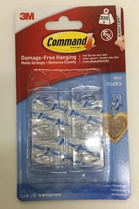 # Command 6 Pack Mini Clear Self Adhesive Strips Hooks Damage Free Hold 225g - Picture 1 of 3