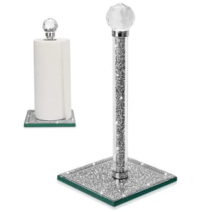 Crystal Paper Towel Holder Countertop Bling Silver Paper Towel Holder Stand - Picture 1 of 7