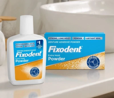 Fixodent Denture Adhesive Fixative Extra Hold Powder 76g
