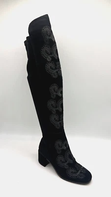 Sbicca Chenoa Black Over The Knee Boots Size 7 Embroidery Textile & Leather - Image 1 of 4