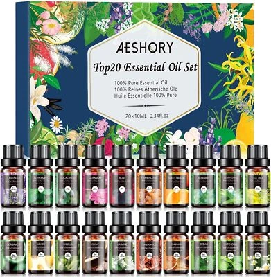 Aeshory Ätherische Öle Set 20 x 10 ml, Naturrein Essential Oils Aroma Öl Du