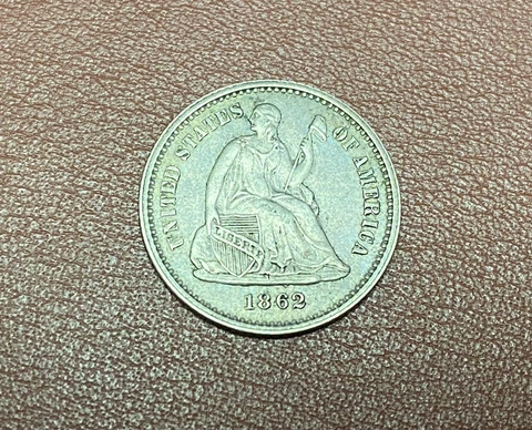 1862 U.S Early silver Half Dime**** High Grade A.U Cover