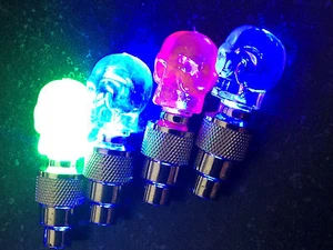 (ONE) Valve stem cap SKULL LED Bike Bicycle Mountain Wheel tire Motion Light kid - Picture 1 of 23