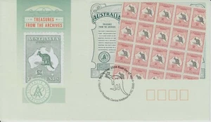 Mini hoja de los tesoros de los archivos de Australia 2004 primer día $5 - Imagen 1 de 2
