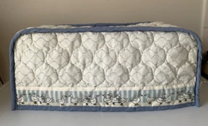 Cubierta tostadora de gansos azul blanco acolchado vintage Elmon hecha en Nueva Zelanda - Imagen 1 de 11
