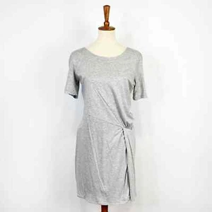 Joan Vass dress short sleeve grey jersey knit flattering ruched waist size small - Picture 1 of 6