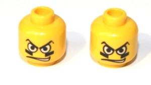 2x LEGO® Kopf mit wütenden Augen und vezogenem Mund 3626bpb0163 NEU Gelb - Picture 1 of 1