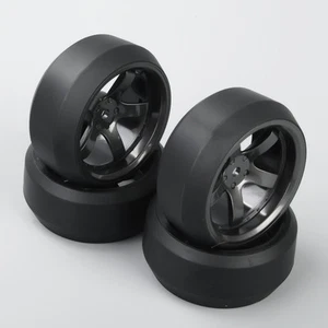 4X 1:10 Drift 3 Degree Tyre Tires&5 Spoke Wheel Rim Set For HPI HSP RC Car D5M  - Picture 1 of 6