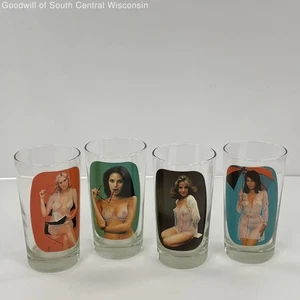 4 tlg Set Vintage Nude Lady Peek-A-Boo Longdrinkgläser - Bild 1 von 5