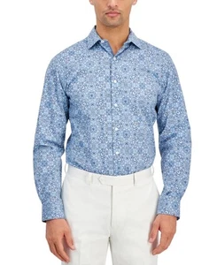 Bar Iii Mens Slim fit Long Sleeve Button-Up Shirt Medium Blue - Picture 1 of 2
