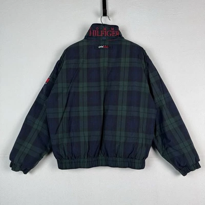 Abrigo de plumón Tommy Hilfiger vintage años 90 chaqueta de esquí para hombre XL tartán bordado a cuadros Foto 1 de 4