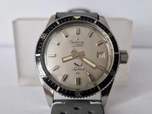 LEVRETTE Automatic Tiger Shark 500 -Date -Silverd Dial -Diver -20 ATM-666 Fet. - Picture 1 of 13