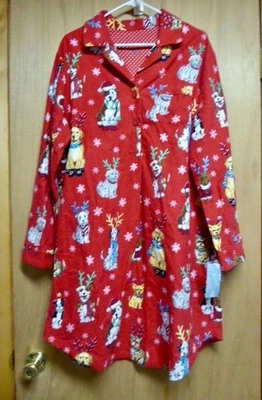 Camisa/vestido de noite Nick and Nora flanela tamanho XXL flanela REINDOGS novo com etiquetas - Imagem 1 de 4