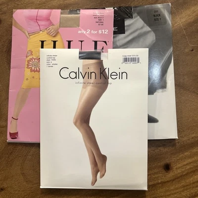 Calvin Klein Smoke Infinite Sheer Control Top Pantyhose Sz A 705N w/ 2 others - Image 1 of 4