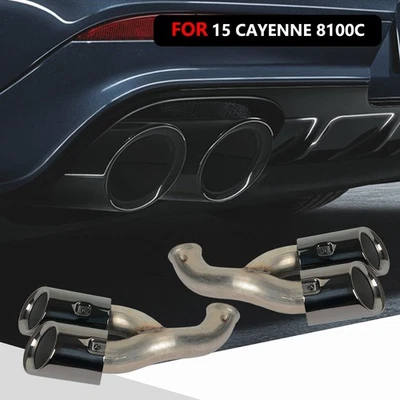 Black Exhaust Tips Muffler Tail Ends Sport Style For 2015-2017 Porsche Cayenne - Image 1 of 4