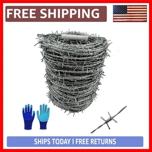 Flexible 328 Ft Galvanized Barbed Wire, 18 Gauge for Garden & Critter Deterrent - Picture 1 of 9