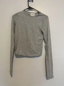 Reformation Gray Womens Long Sleeve Crop Top Size XS - Picture 1 of 4