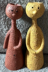 2 Anthropomorphic Air Fern Pots Whimsical Speckled Resin Figures Without Fern - Picture 1 of 6