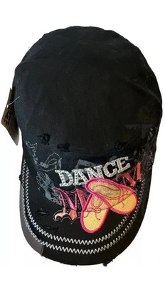 Gorra Leader L.O.G.A Dance Mom con estrás envejecida ajustable negra nueva con etiquetas Foto 1 de 4