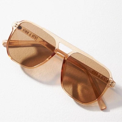 Очки солнцезащитные Anthropologie Fifth & Ninth Skye Aviator розовые кварцевые с чехлом новые - Изображение 1 из 4