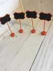 4 orange  mini tabletop Place Cards Sign w/ Chalkboard stand