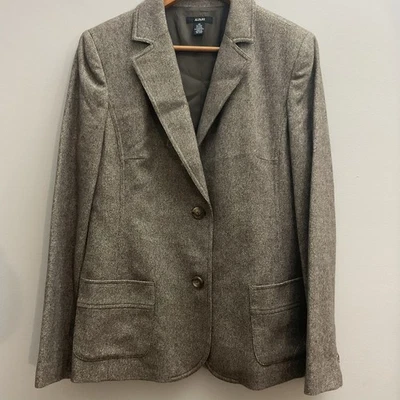 Abrigo Blazer de Lana Alfani Para Mujer Espiga Marrón Talla 14 Forrado Profesional Cálido Foto 1 de 4
