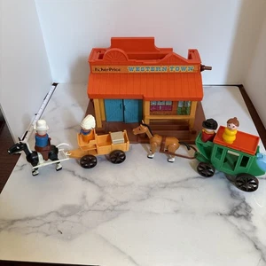 Fisher Price Little People Play Family Western Town Vintage 1982 w/ Accessories - Picture 1 of 22