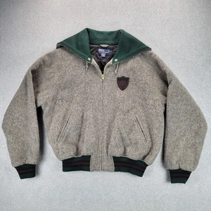 Men POLO Ralph Lauren Gray Wool Embroidered Crest Zip Hoody Sweater Jacket Large - Picture 1 of 13