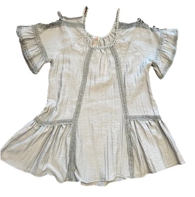 Pretty Angel Tunic Dress Light Blue Embroidered Lace Trim Fairycore Boho Mini XL - Image 1 of 4