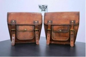 Alforjas Bolsa Lateral Moto Cuero Marrón 2 Bolsas Alforjas Bolsa Sillín - Imagen 1 de 16