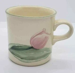 Pfaltzgraff Gartenparty flache Tasse Steinzeug Tulpe Kirsche Kirschen rosa grün USA - Bild 1 von 9