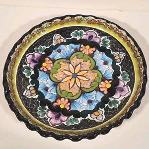 Talavera Hand Made Plate From Puebla, Mexico 10" Signed By Artist Scalloped Edge - Picture 1 of 5