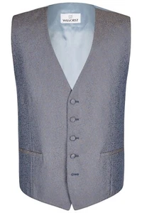 Wilvorst Men's Vest Wedding Suit Blue Grey Paisley Pattern 487121 36 - Picture 1 of 3