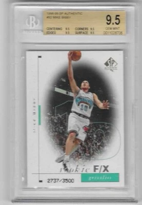 1998-99 SP AUTHENTIC MIKE BIBBY ROOKIE F/X RC #92 GRIZZLIES 2737/3500 BGS 9.5 - Image 1 of 2