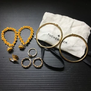 Tuckernuck Schmuckset: 2 Armbänder, 2 Ohrringe, 3 Ringe & Brosche mit Etui - Bild 1 von 6