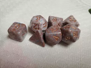 Chessex POD Exclusive Cinnamon Sugar Speckled Set of 7 RPG Polyhedral Dice Blue - Picture 1 of 2